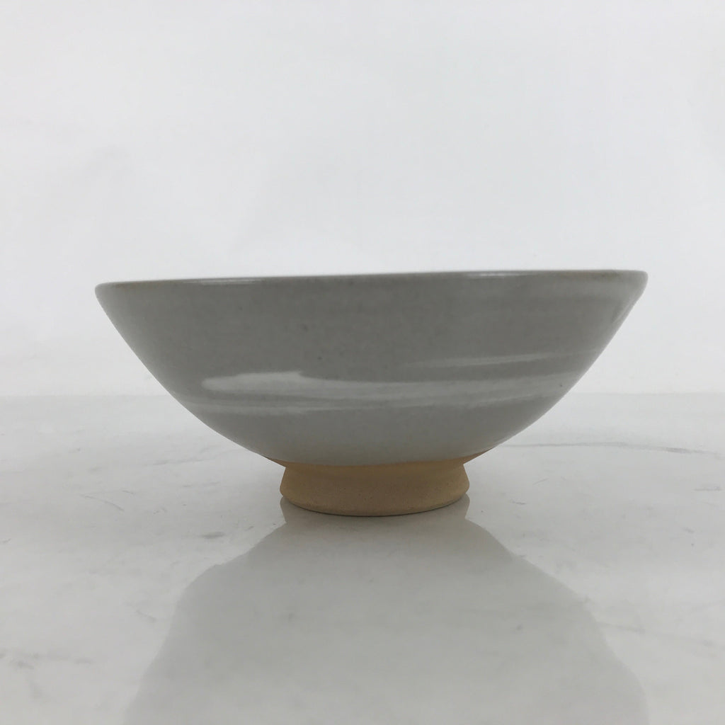 Japanese Ceramic Green Tea Bowl Summer Matcha Chawan Vtg Light Gray Brush SCW1