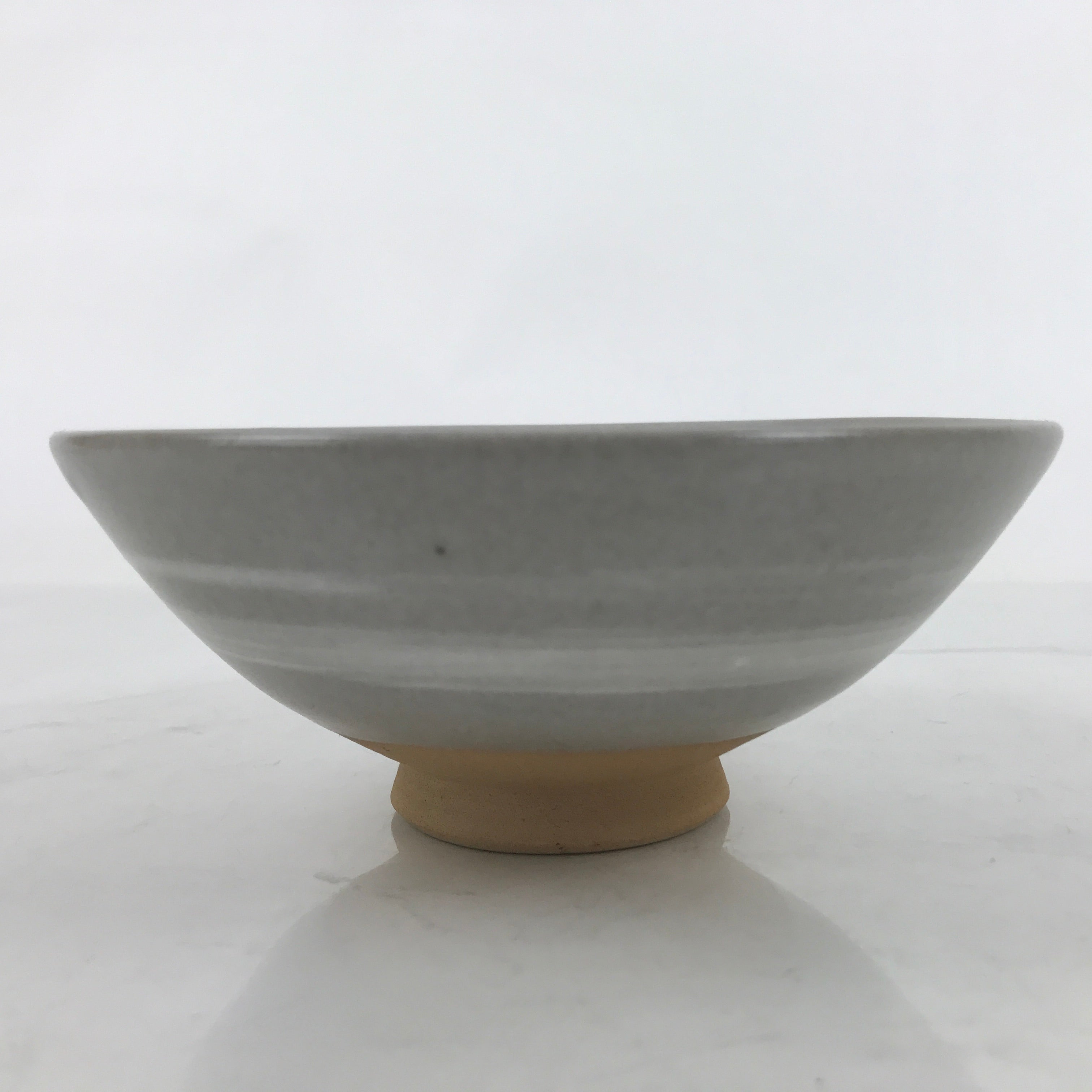 Japanese Ceramic Green Tea Bowl Summer Matcha Chawan Vtg Light Gray Brush SCW1