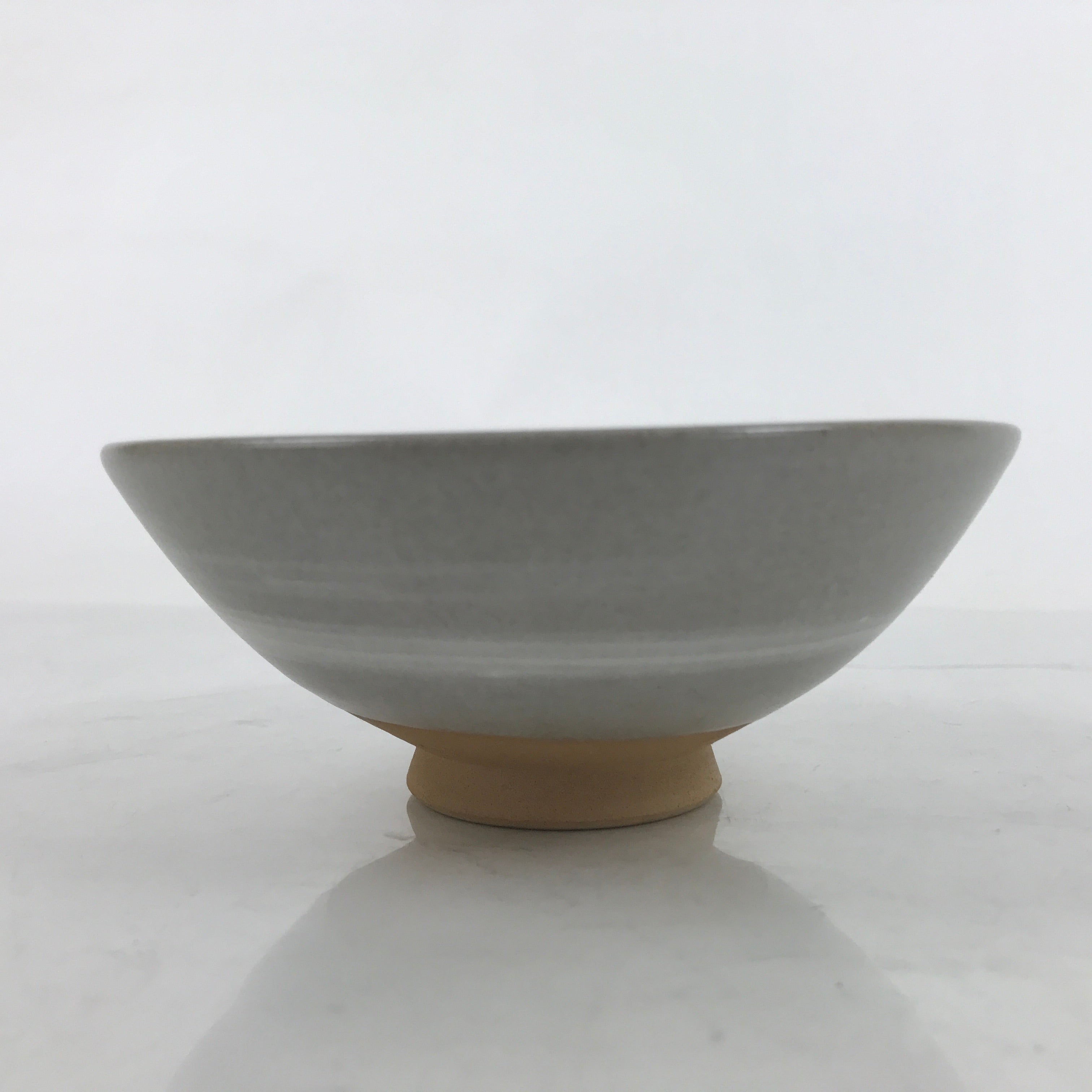 Japanese Ceramic Green Tea Bowl Summer Matcha Chawan Vtg Light Gray Brush SCW1