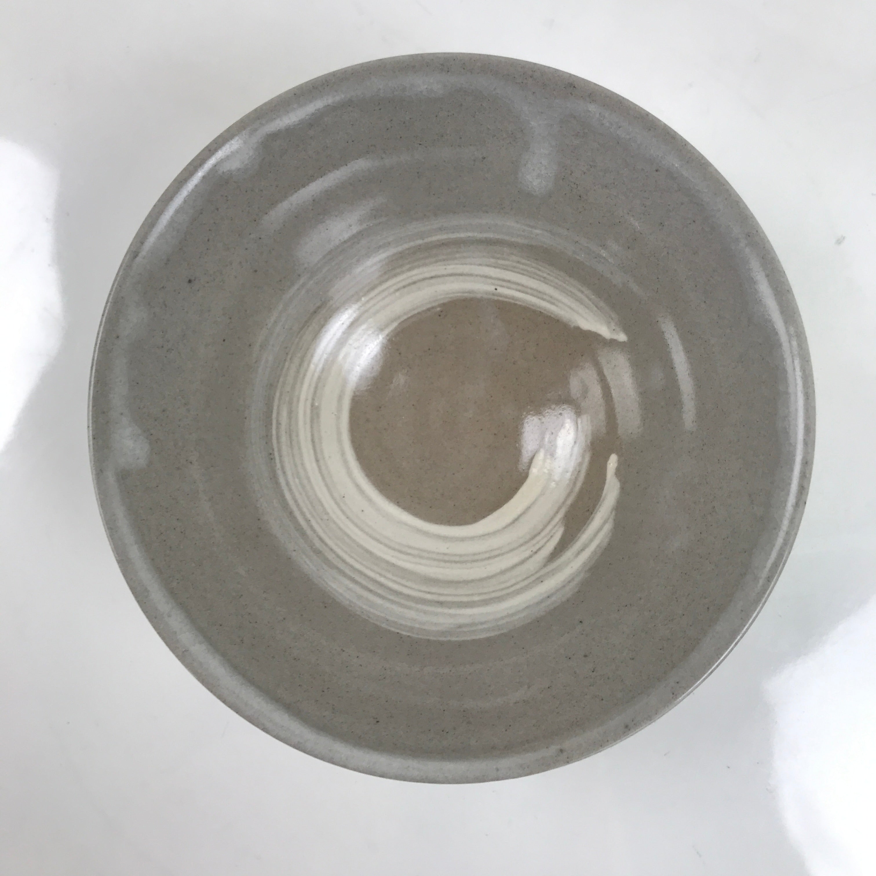 Japanese Ceramic Green Tea Bowl Summer Matcha Chawan Vtg Light Gray Brush SCW1