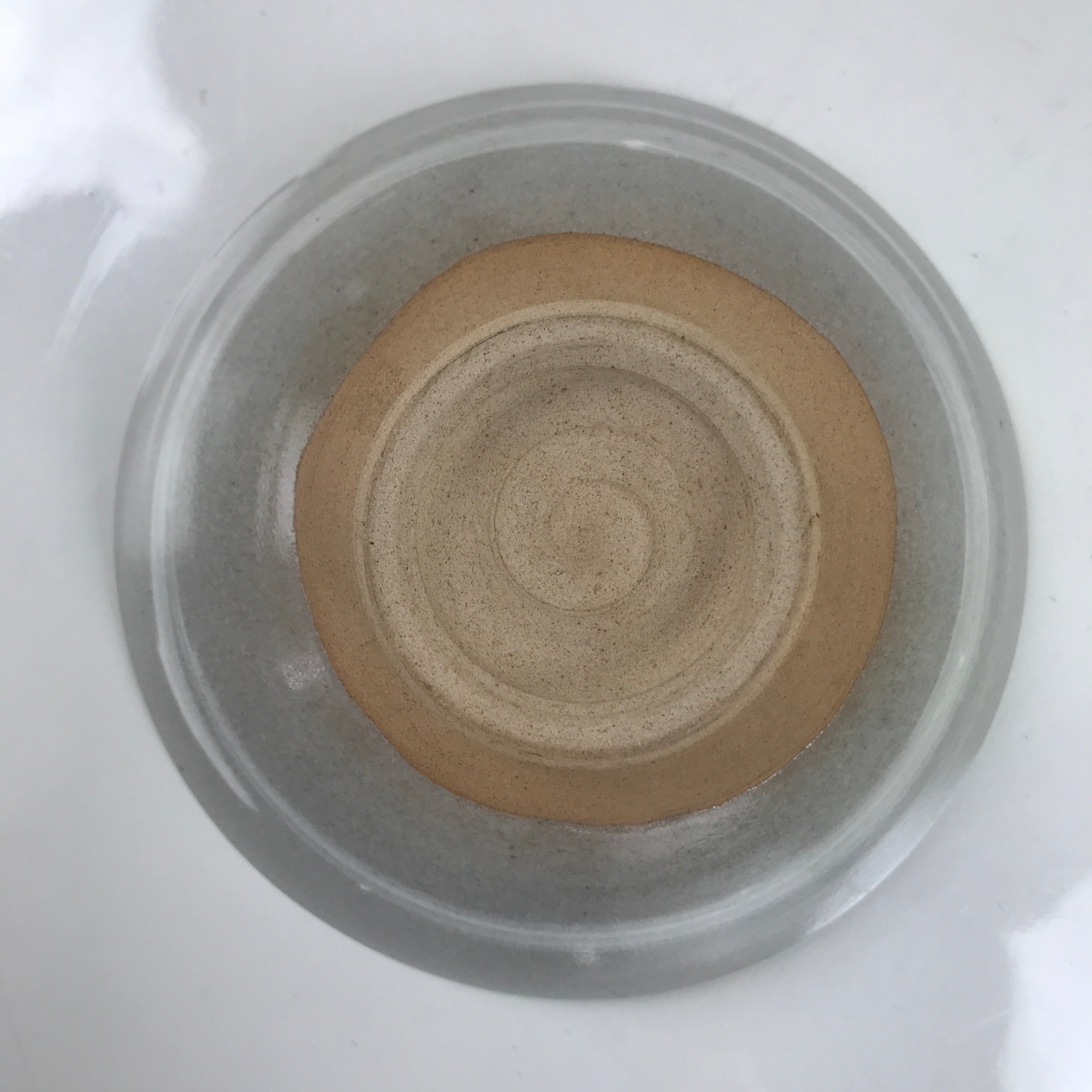 Japanese Ceramic Green Tea Bowl Summer Matcha Chawan Vtg Light Gray Brush SCW1