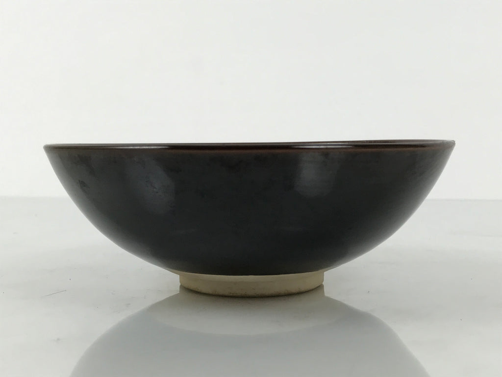 Japanese Ceramic Green Tea Bowl Summer Matcha Chawan Vtg Pottery Black SCW6