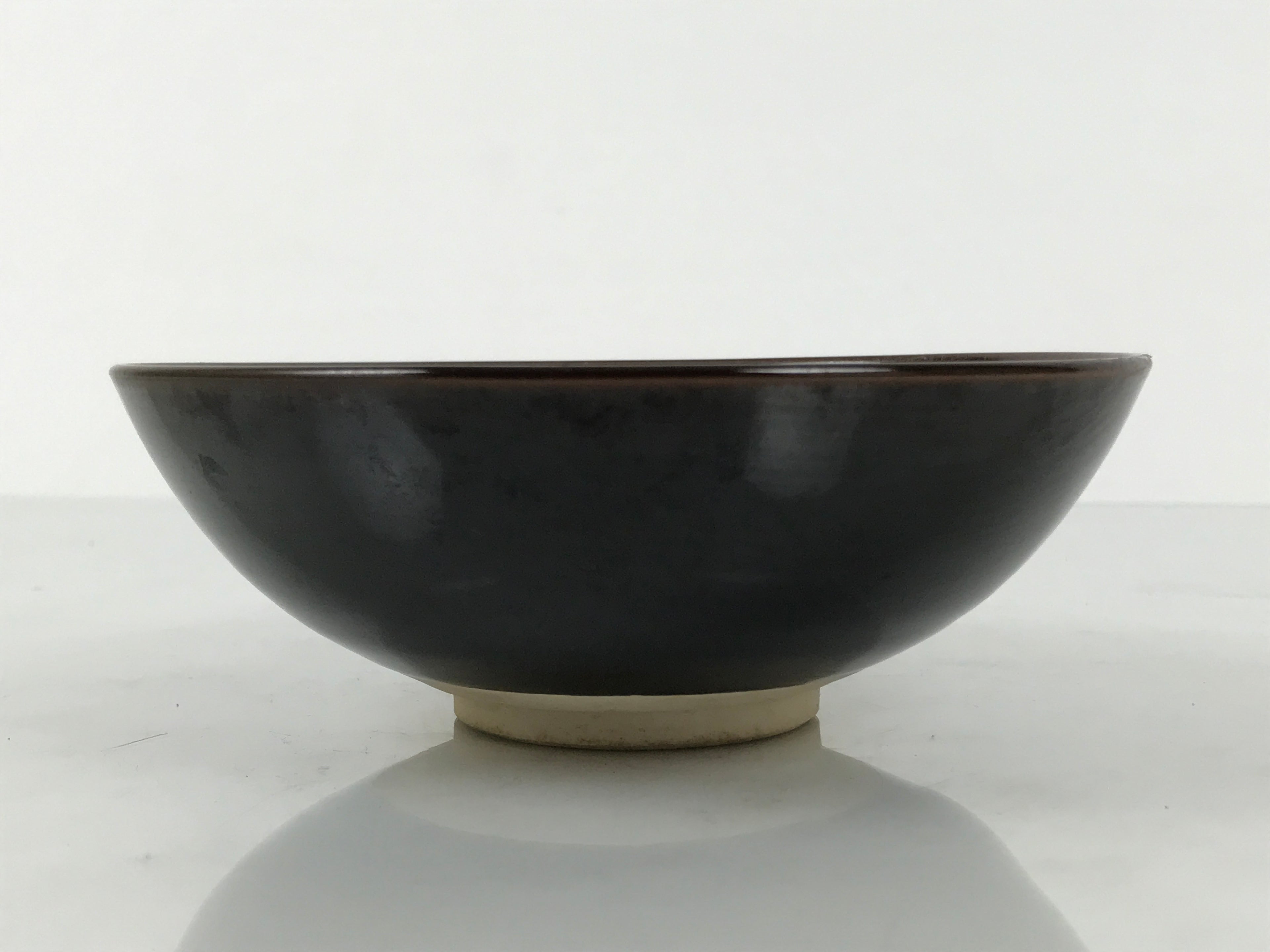 Japanese Ceramic Green Tea Bowl Summer Matcha Chawan Vtg Pottery Black SCW6