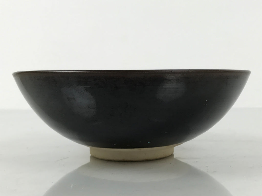 Japanese Ceramic Green Tea Bowl Summer Matcha Chawan Vtg Pottery Black SCW6