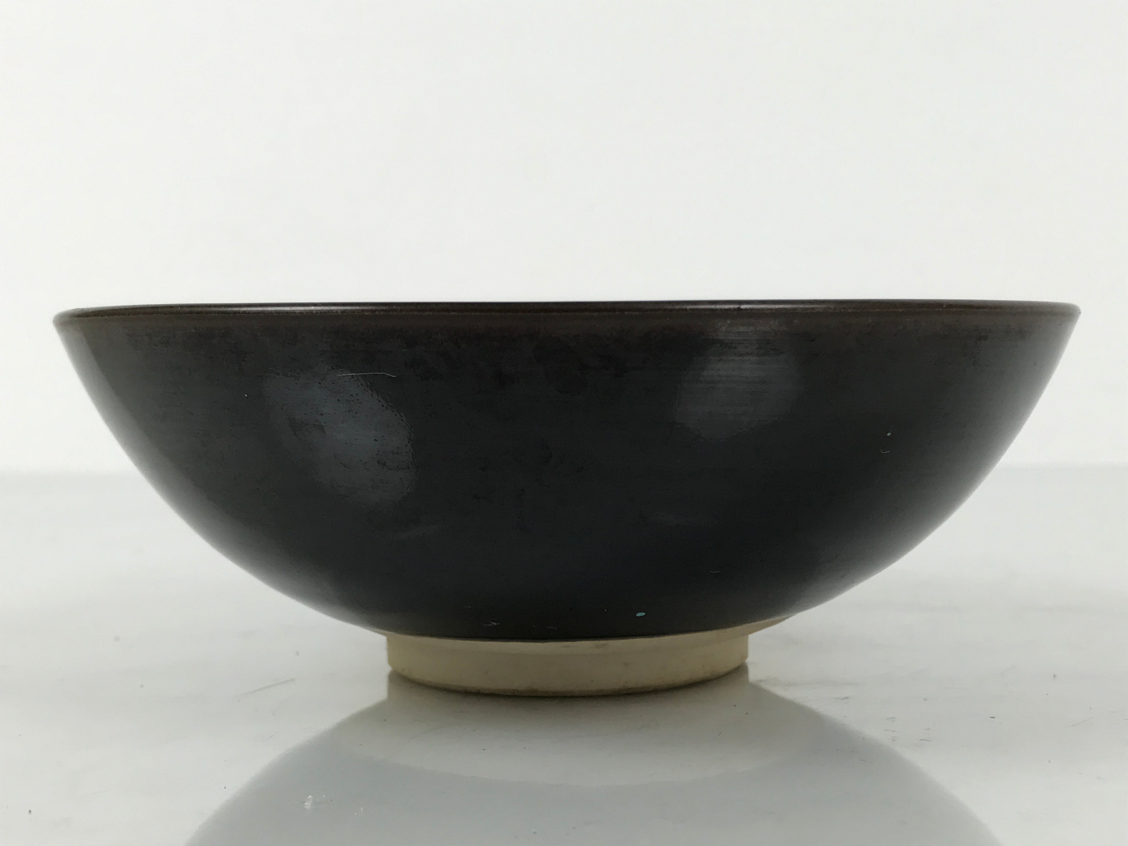 Japanese Ceramic Green Tea Bowl Summer Matcha Chawan Vtg Pottery Black SCW6