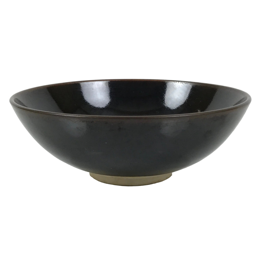 Japanese Ceramic Green Tea Bowl Summer Matcha Chawan Vtg Pottery Black SCW6