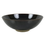 Japanese Ceramic Green Tea Bowl Summer Matcha Chawan Vtg Pottery Black SCW6