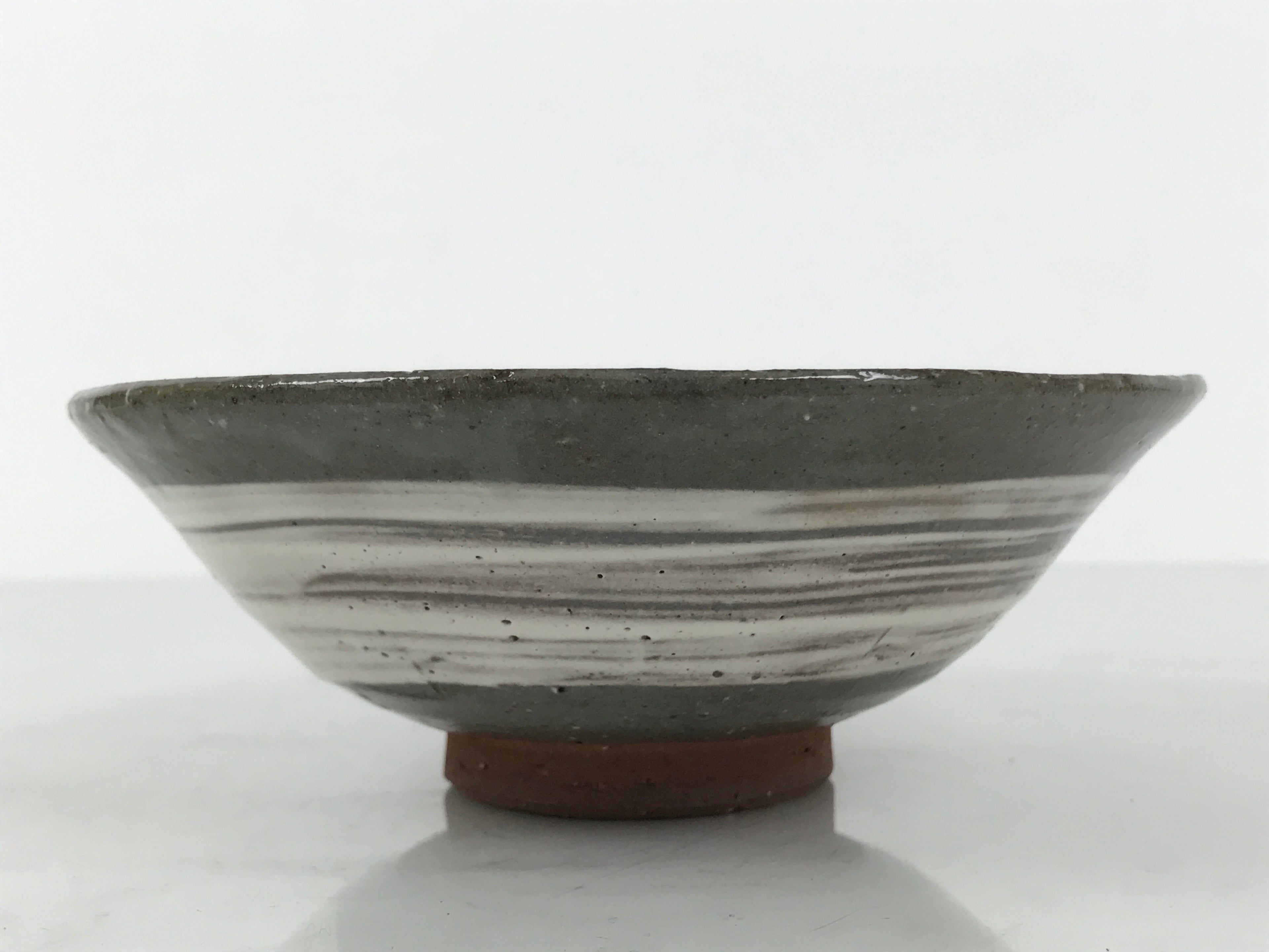 Japanese Ceramic Green Tea Bowl Summer Matcha Chawan Vtg Pottery Gray SCW7