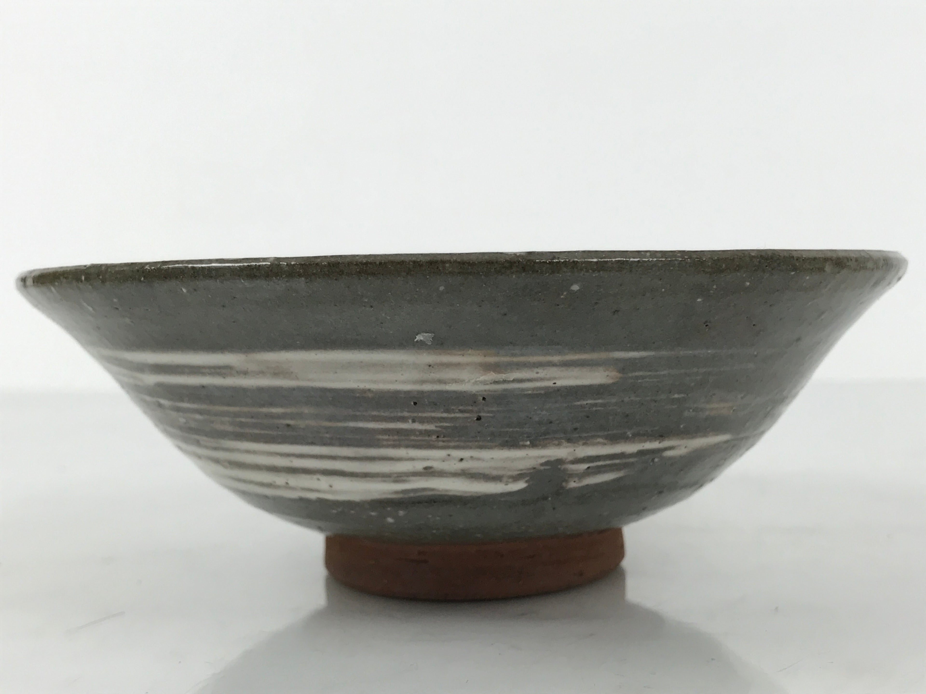 Japanese Ceramic Green Tea Bowl Summer Matcha Chawan Vtg Pottery Gray SCW7