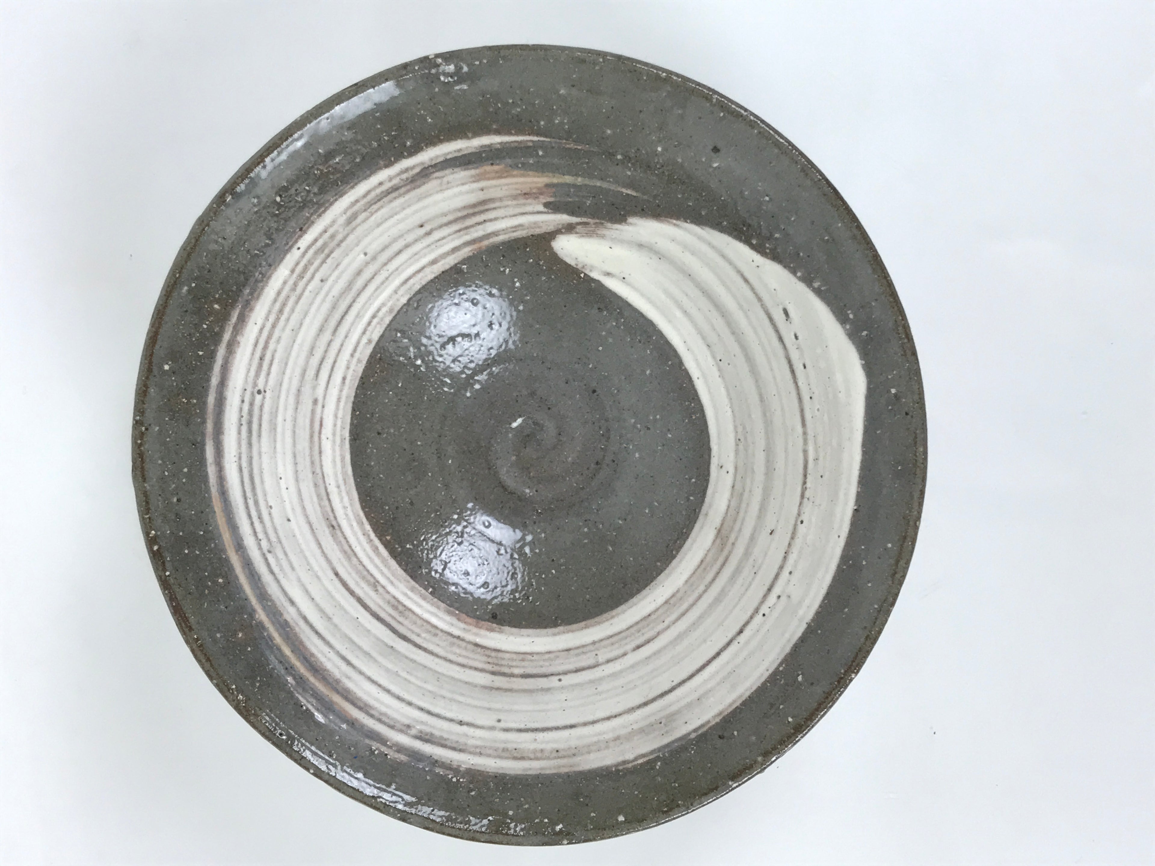 Japanese Ceramic Green Tea Bowl Summer Matcha Chawan Vtg Pottery Gray SCW7