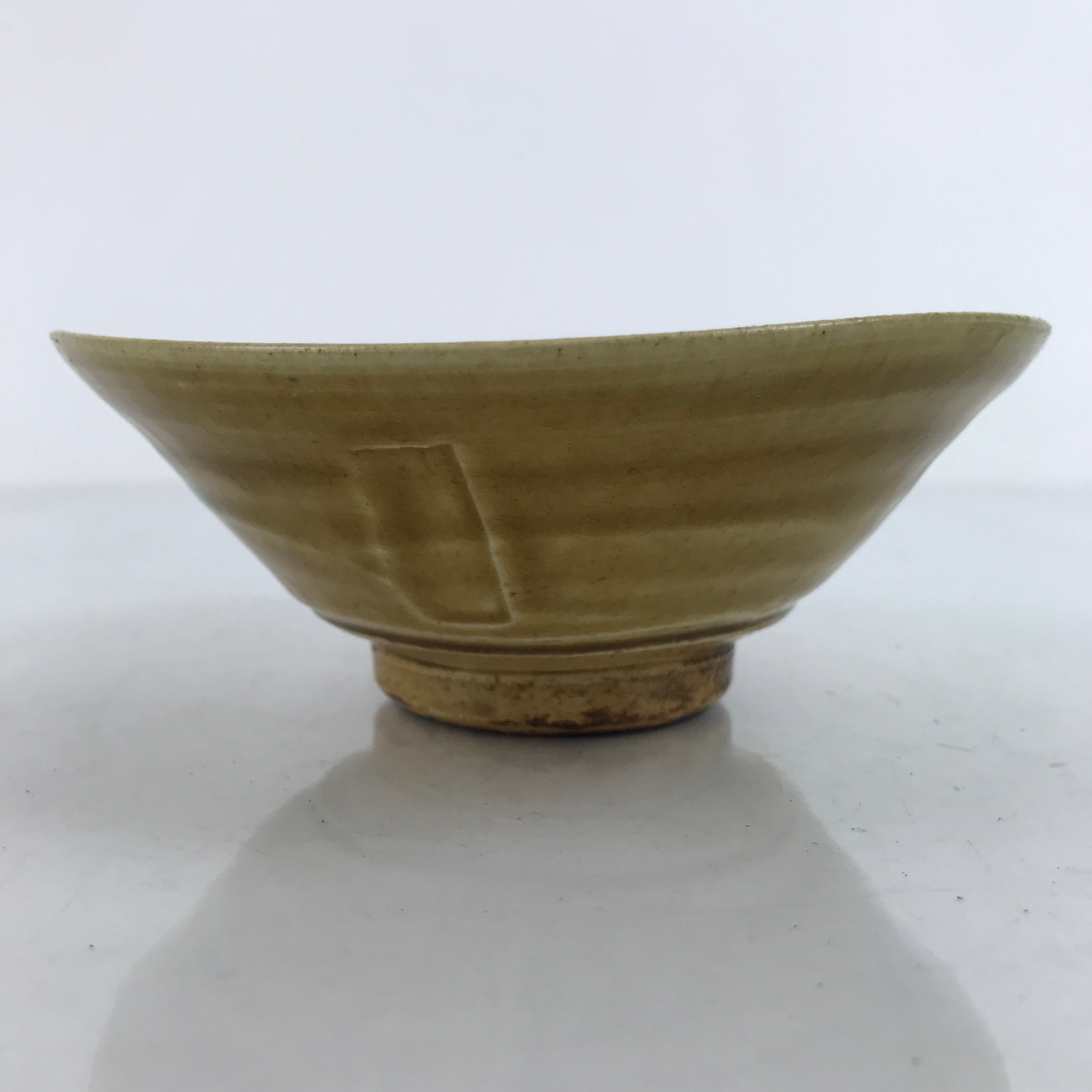 Japanese Ceramic Green Tea Bowl Summer Matcha Chawan Vtg Spots Light Brown CHB57