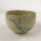 Japanese Ceramic Green Tea Bowl Vtg Beige Blue Characters Matcha Chawan CHB27