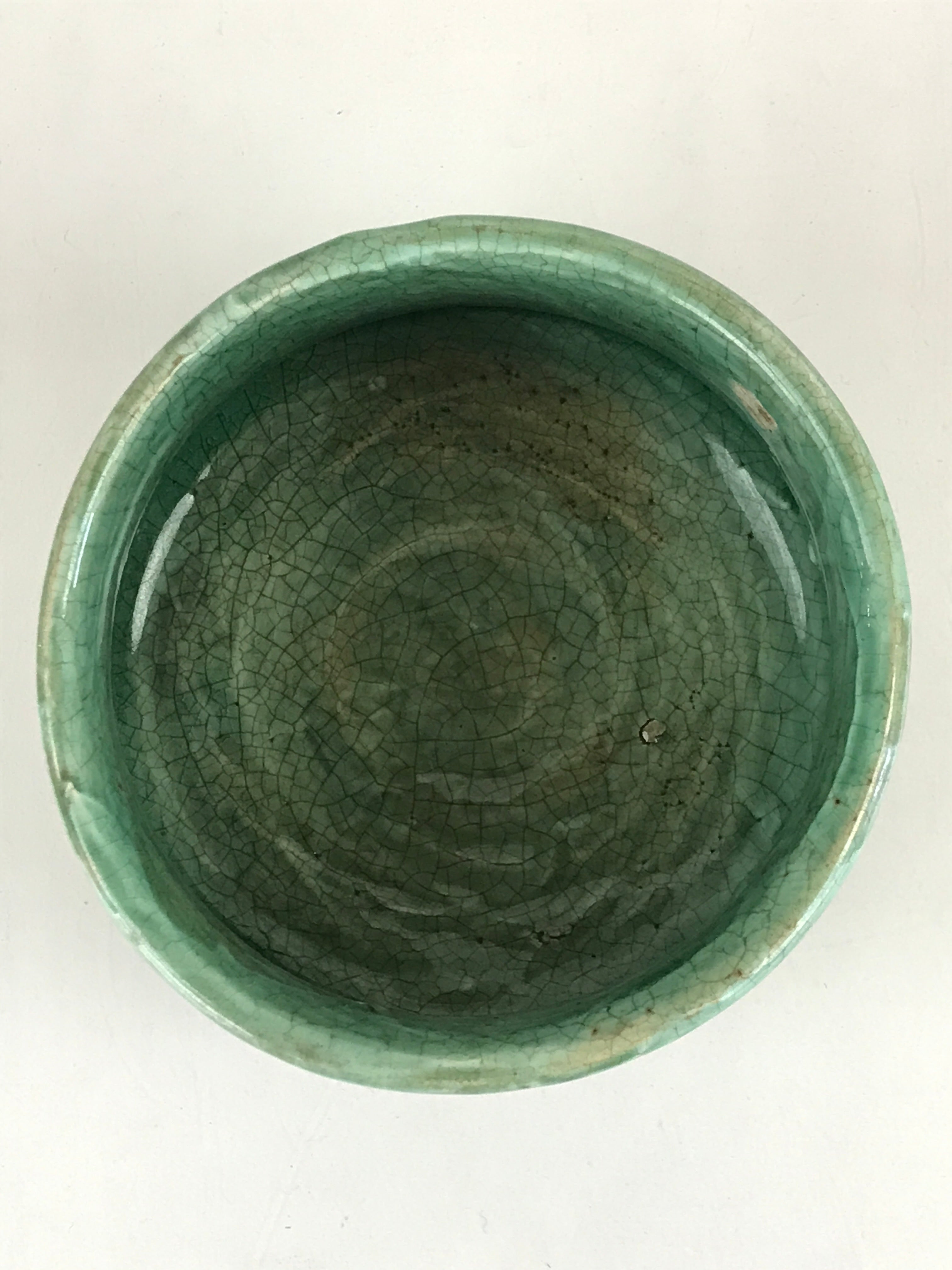 Japanese Ceramic Green Tea Bowl Vtg Chawan Tea Ceremony Matcha Green GTB981
