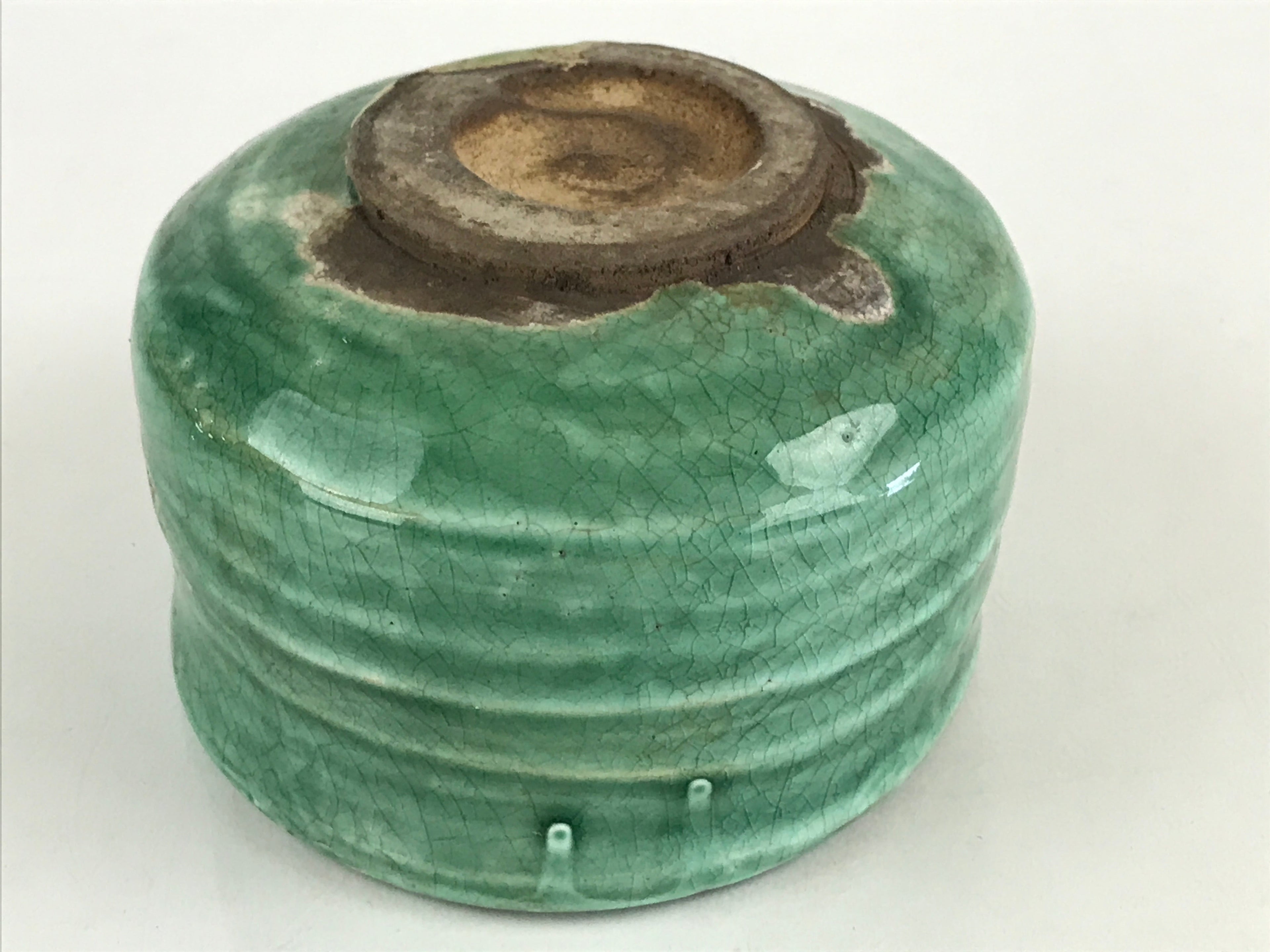 Japanese Ceramic Green Tea Bowl Vtg Chawan Tea Ceremony Matcha Green GTB981