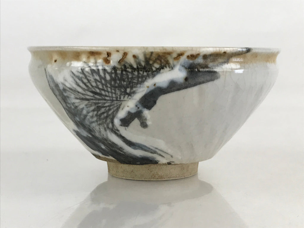 Japanese Ceramic Green Tea Bowl Vtg Chawan Tea Ceremony Matcha White GTB983