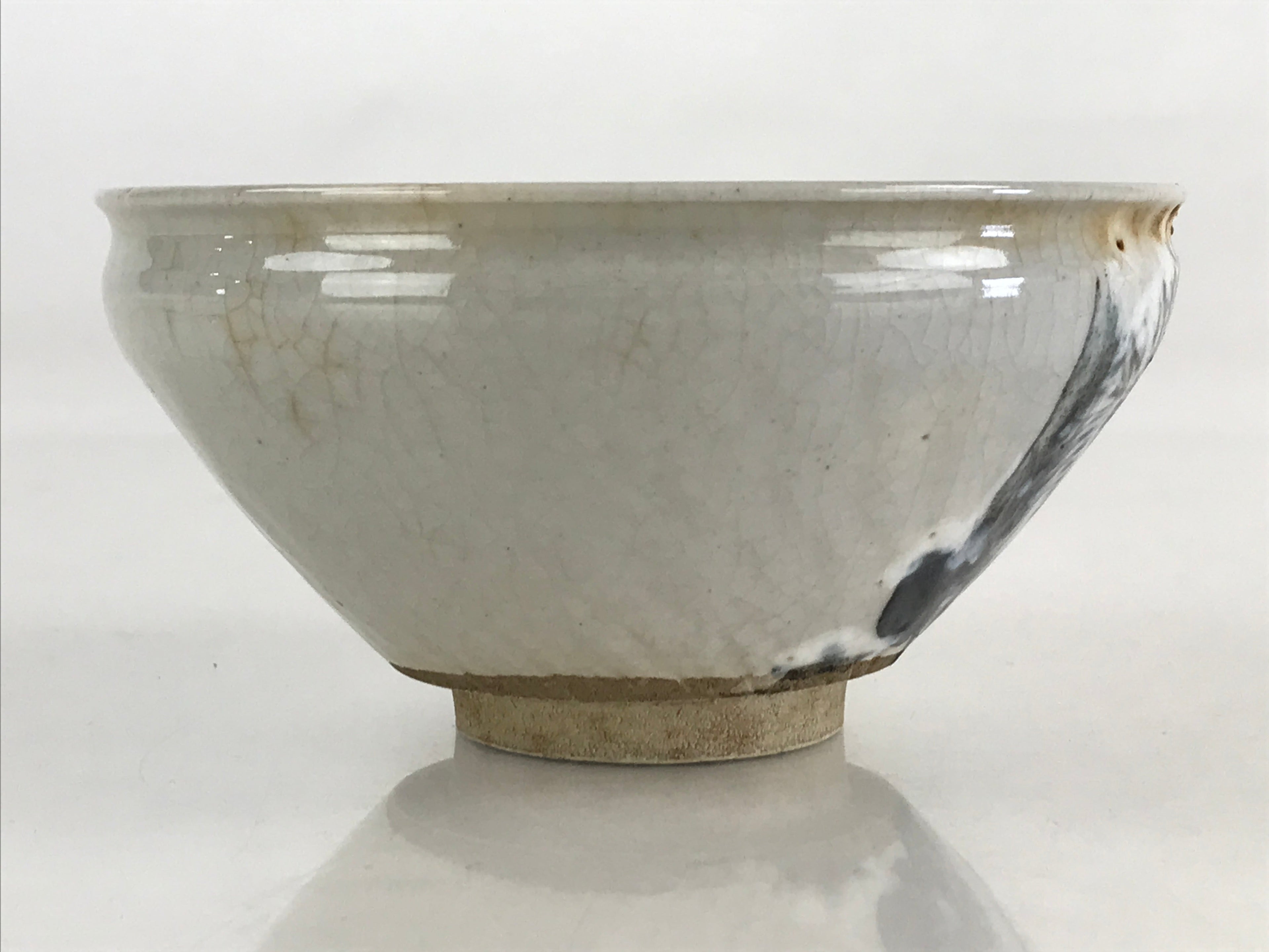 Japanese Ceramic Green Tea Bowl Vtg Chawan Tea Ceremony Matcha White GTB983