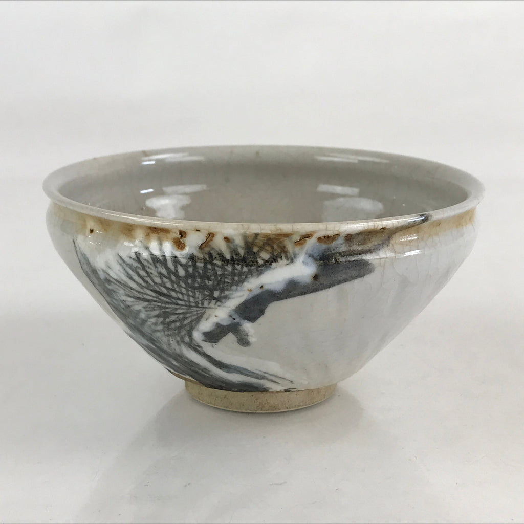 Japanese Ceramic Green Tea Bowl Vtg Chawan Tea Ceremony Matcha White GTB983