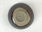 Japanese Ceramic Green Tea Bowl Vtg Dark Brown Glossy Matcha Chawan CHB8