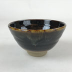 Japanese Ceramic Green Tea Bowl Vtg Dark Brown Glossy Matcha Chawan CHB8