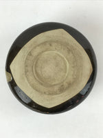 Japanese Ceramic Green Tea Bowl Vtg Dark Brown Matcha Chawan Sado GTB990