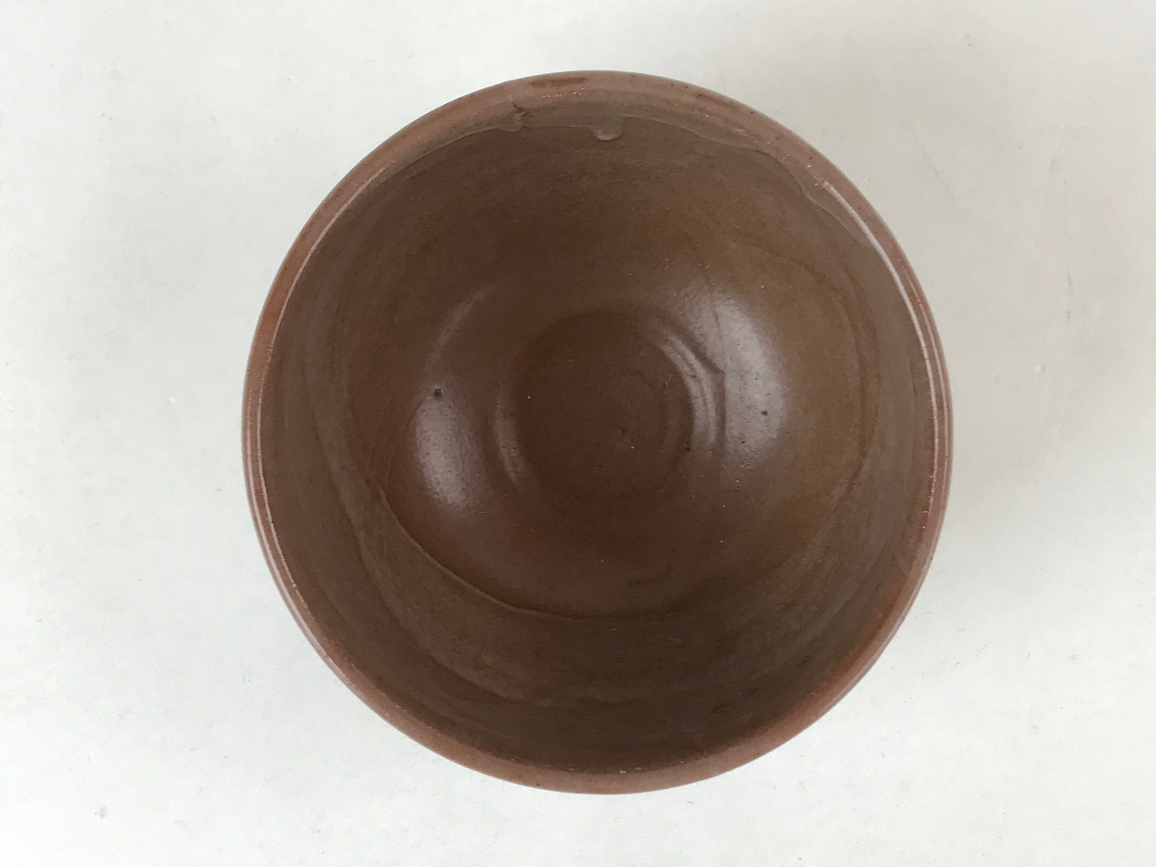 Japanese Ceramic Green Tea Bowl Vtg Fish Brown Aka Oribe Matcha Chawan CHB13