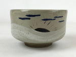 Japanese Ceramic Green Tea Bowl Vtg Hakeme White Sunrise Matcha Chawan CHB19