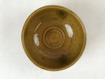 Japanese Ceramic Green Tea Bowl Vtg Ki Setoyaki Yellow Glossy Matcha Chawan CHB1