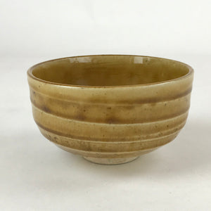 Japanese Ceramic Green Tea Bowl Vtg Ki Setoyaki Yellow Glossy Matcha Chawan CHB1