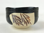 Japanese Ceramic Green Tea Bowl Vtg Kuro Oribe Black Brown Matcha Chawan CHB10