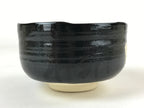 Japanese Ceramic Green Tea Bowl Vtg Kuro Oribe Black Brown Matcha Chawan CHB10