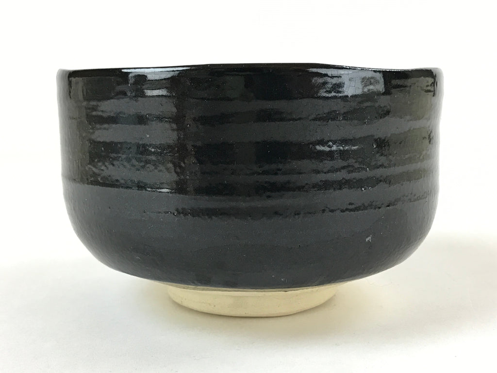 Japanese Ceramic Green Tea Bowl Vtg Kuro Oribe Black Brown Matcha Chawan CHB10