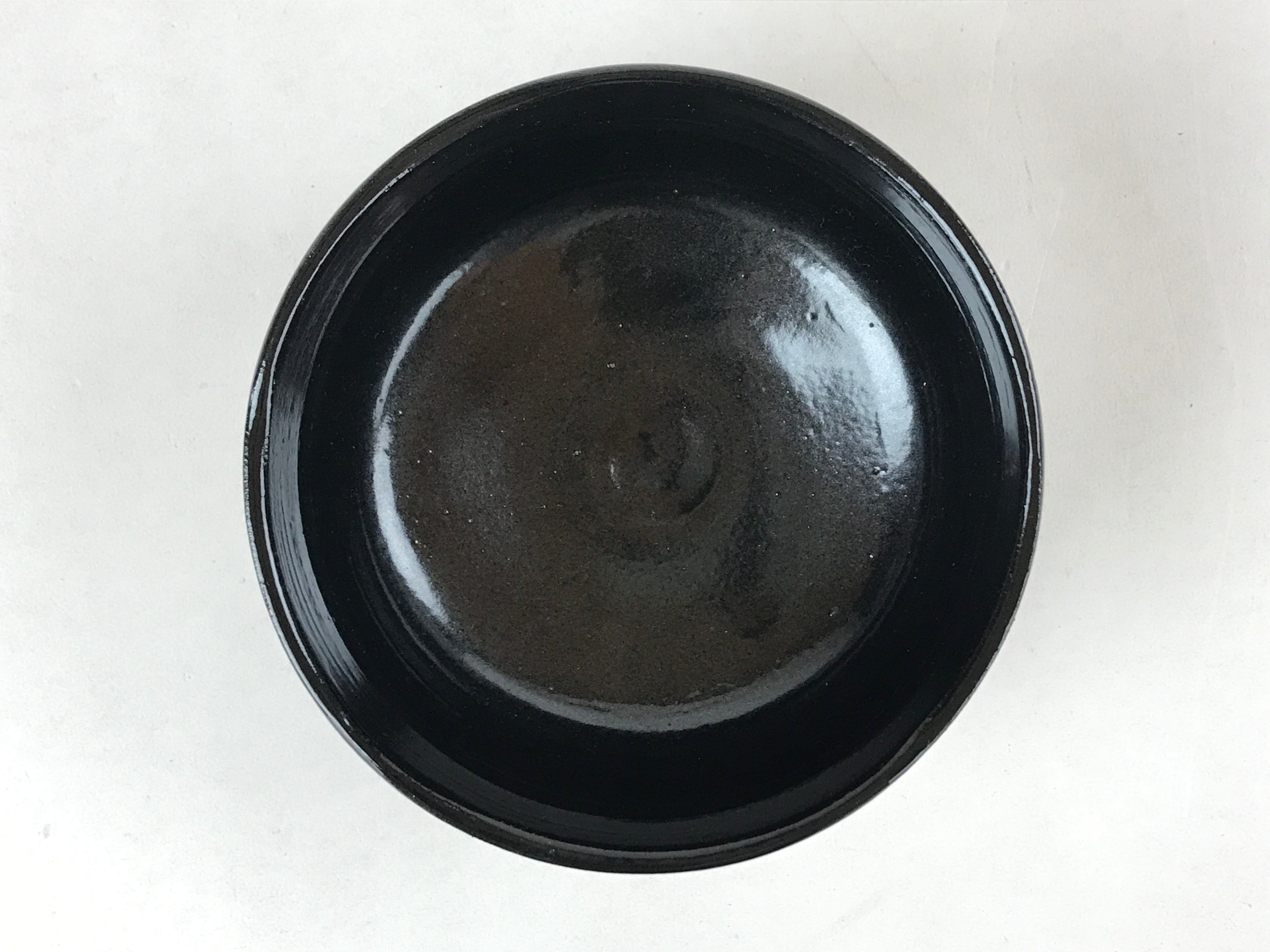 Japanese Ceramic Green Tea Bowl Vtg Kuro Oribe Black Brown Matcha Chawan CHB10