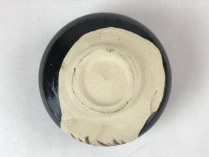 Japanese Ceramic Green Tea Bowl Vtg Kuro Oribe Black Brown Matcha Chawan CHB10