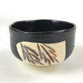 Japanese Ceramic Green Tea Bowl Vtg Kuro Oribe Black Brown Matcha Chawan CHB10