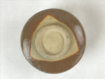 Japanese Ceramic Green Tea Bowl Vtg Light Brown Crackle Glaze Matcha CHB15