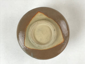 Japanese Ceramic Green Tea Bowl Vtg Light Brown Crackle Glaze Matcha CHB15