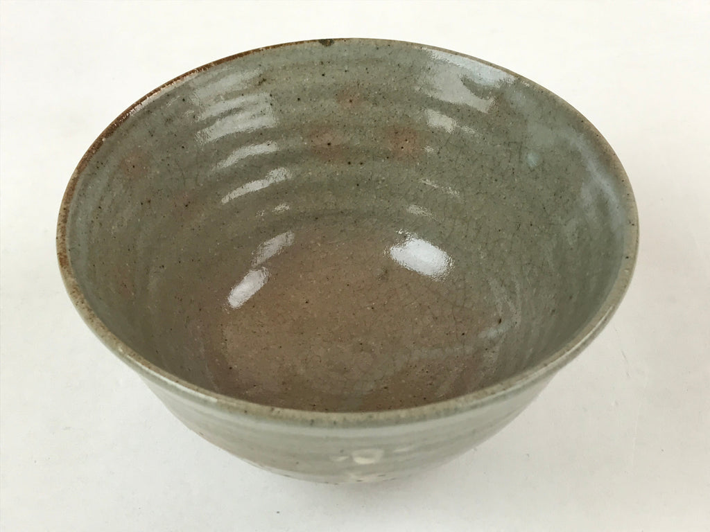 Japanese Ceramic Green Tea Bowl Vtg Light Green Glossy Matcha Chawan CHB7