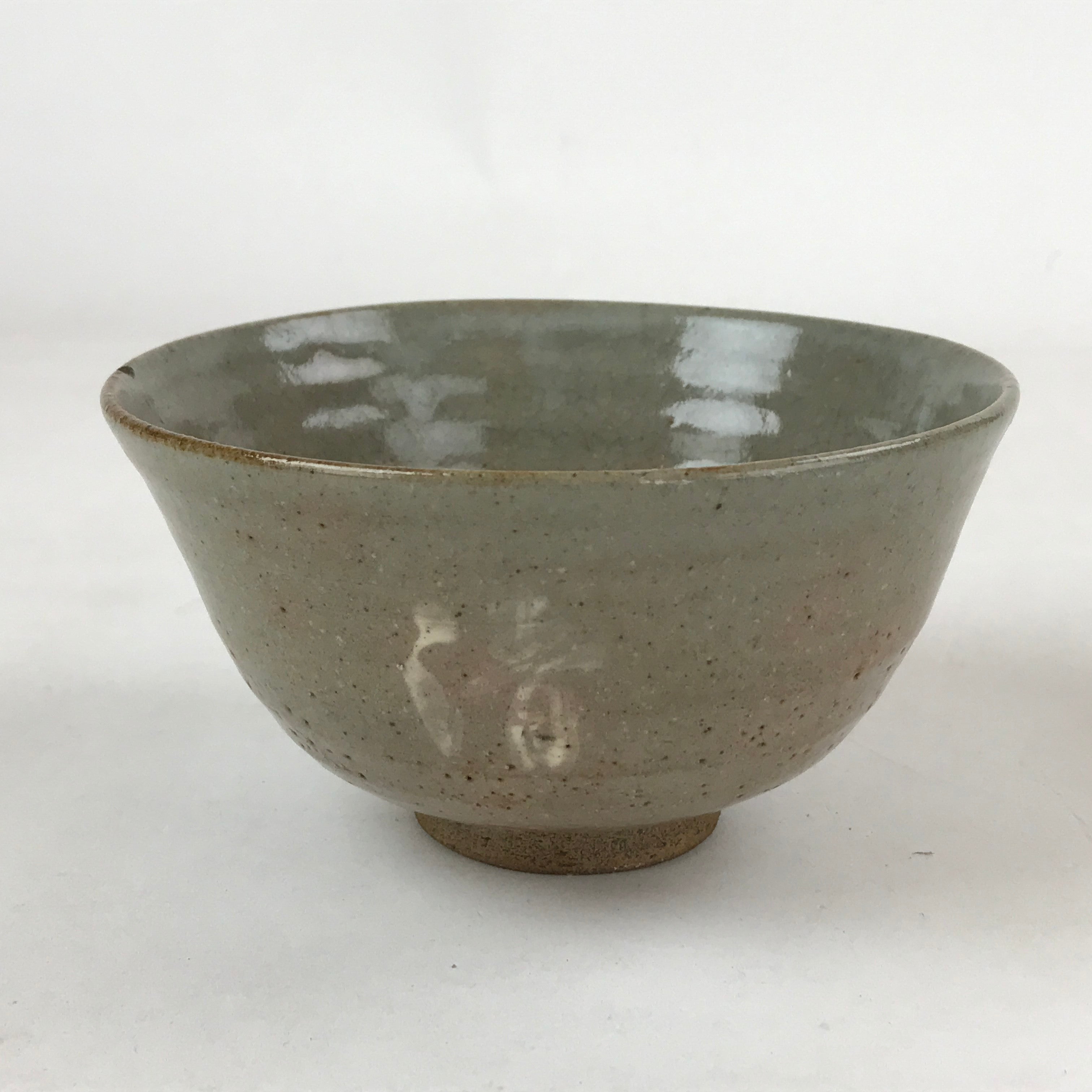 Japanese Ceramic Green Tea Bowl Vtg Light Green Glossy Matcha Chawan CHB7