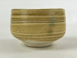 Japanese Ceramic Green Tea Bowl Vtg Minoyaki Kiseto Yellow Green Chawan GTB999