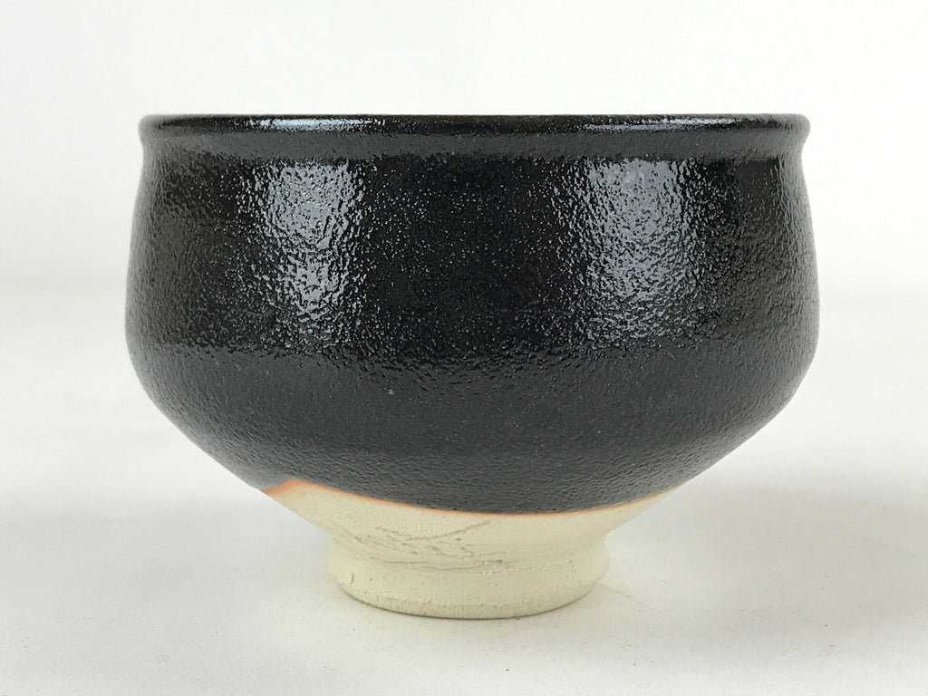 Japanese Ceramic Green Tea Bowl Vtg Odai Bridge Black Matcha Chawan CHB12