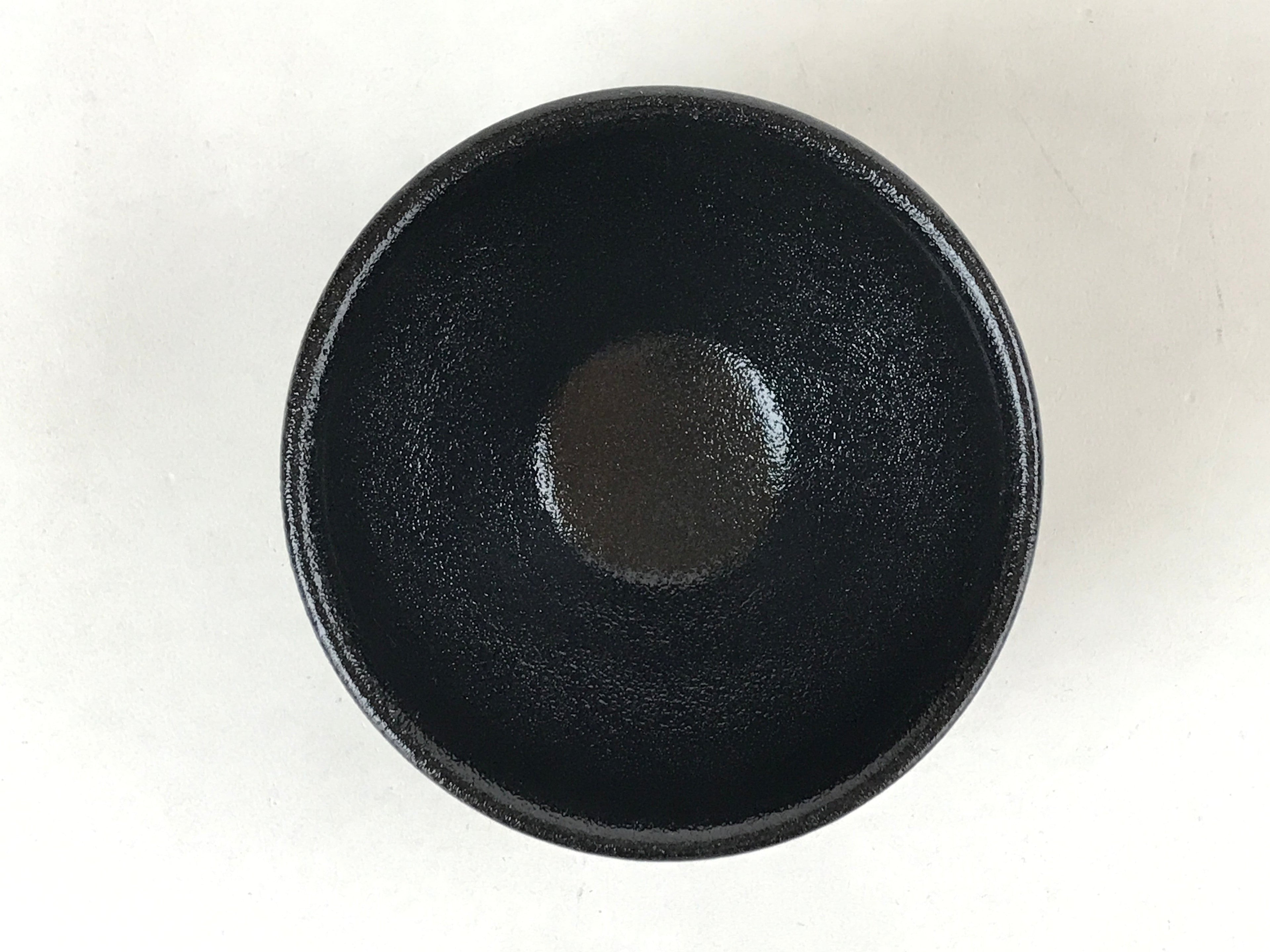 Japanese Ceramic Green Tea Bowl Vtg Odai Bridge Black Matcha Chawan CHB12
