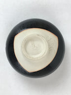 Japanese Ceramic Green Tea Bowl Vtg Odai Bridge Black Matcha Chawan CHB12