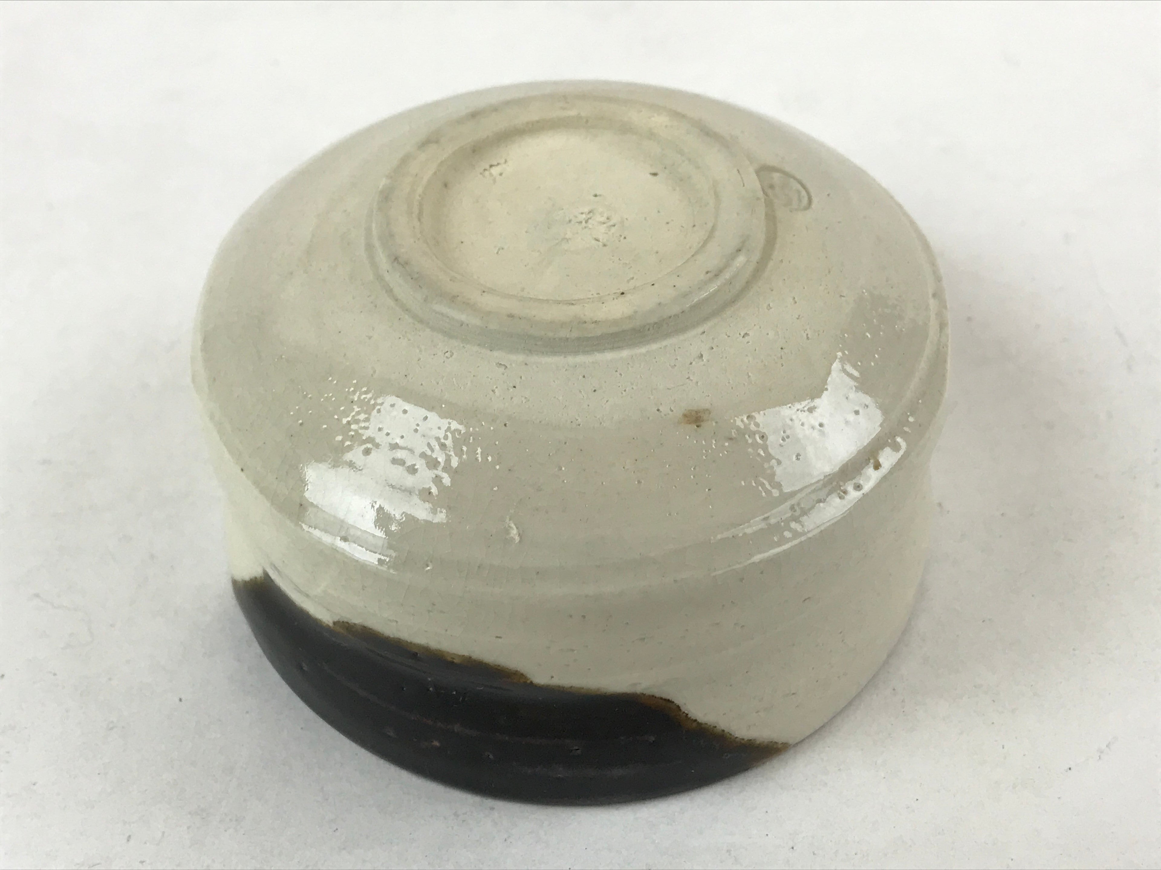 Japanese Ceramic Green Tea Bowl Vtg Oribe Brown Beige Matcha Chawan CHB16
