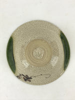 Japanese Ceramic Green Tea Bowl Vtg Oribe Ware Green Brown Flower Chawan GTB997