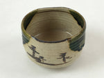 Japanese Ceramic Green Tea Bowl Vtg Oribe Ware Green Brown Matcha Chawan CHB2