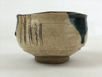 Japanese Ceramic Green Tea Bowl Vtg Oribe Ware Green Brown Matcha Chawan GTB995
