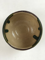 Japanese Ceramic Green Tea Bowl Vtg Oribe Ware Green Brown Matcha Chawan GTB995