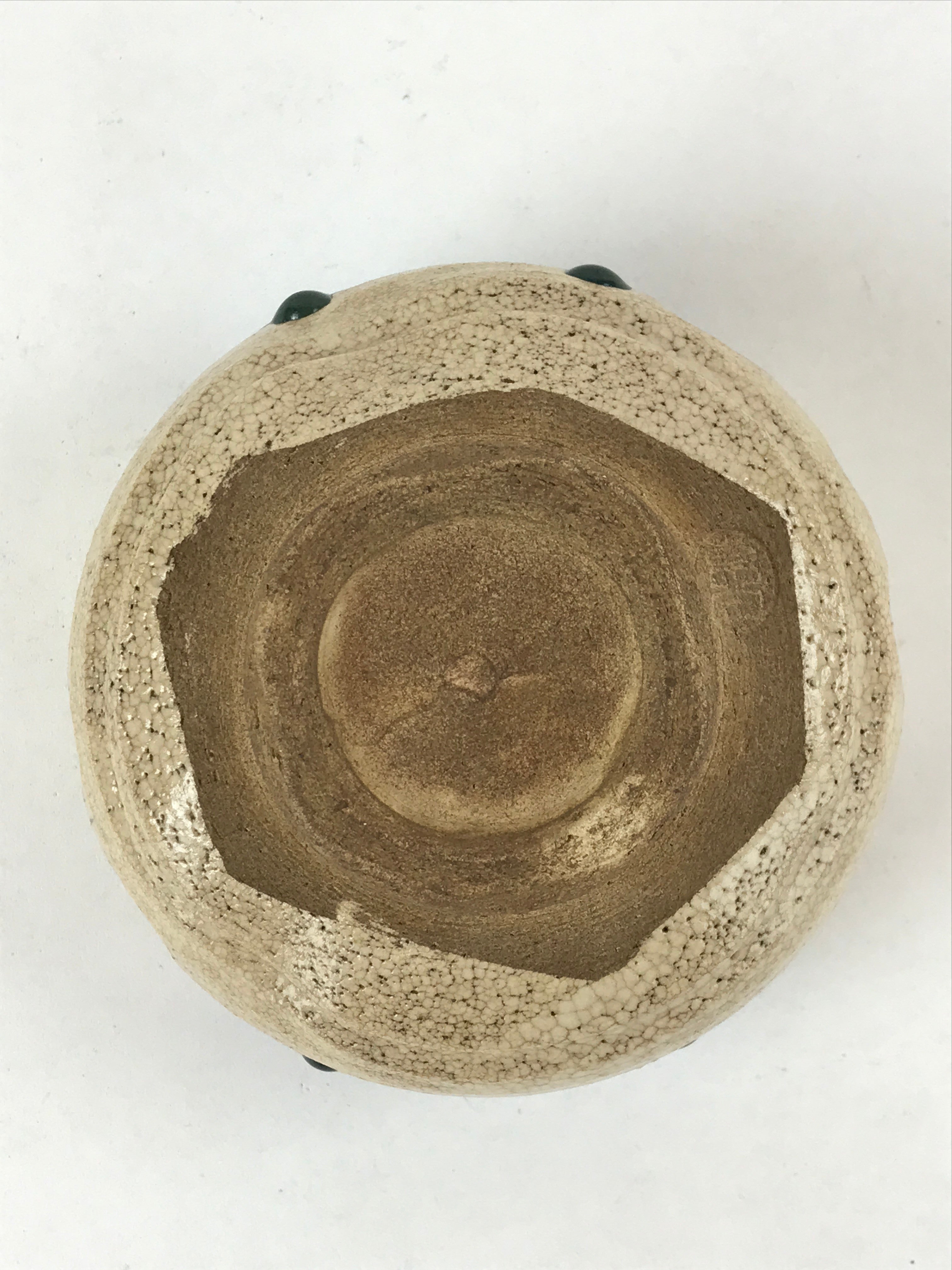 Japanese Ceramic Green Tea Bowl Vtg Oribe Ware Green Brown Matcha Chawan GTB995