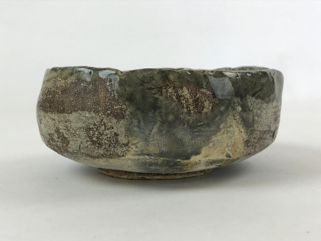 Japanese Ceramic Green Tea Bowl Vtg Rustic Green Matcha Chawan Sado GTB992