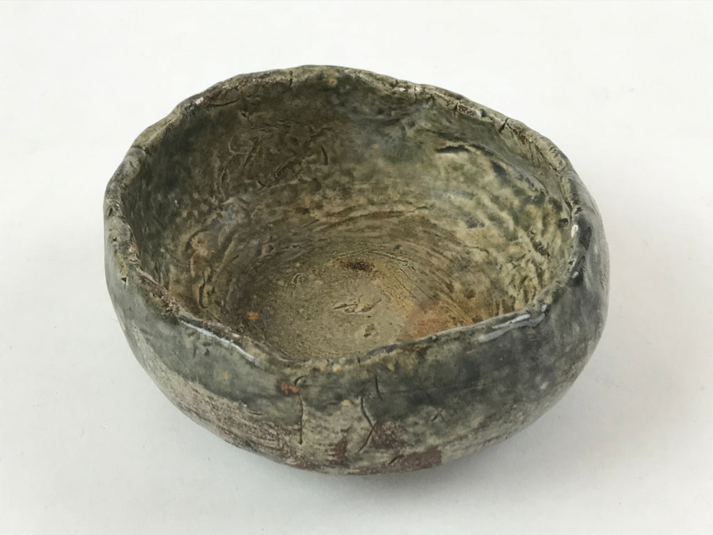 Japanese Ceramic Green Tea Bowl Vtg Rustic Green Matcha Chawan Sado GTB992
